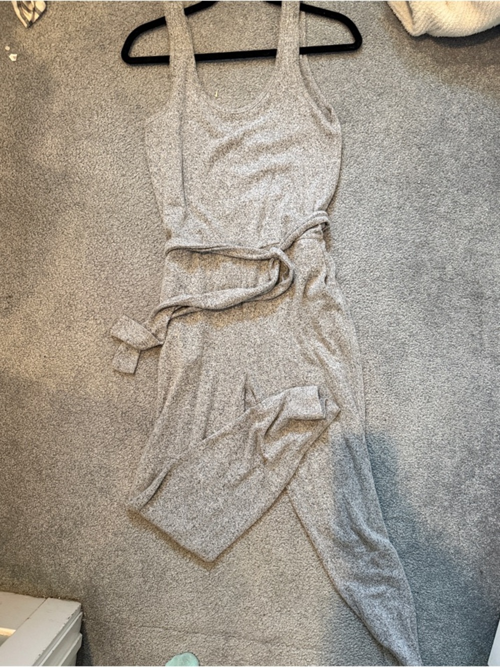 Lou & Grey Sleeveless Gray Knit Jumpsuit with Self Tie